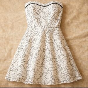 🤍 Handmade Lace Strapless Juniors Dress | Formal Dance Fit & Flare S ✨